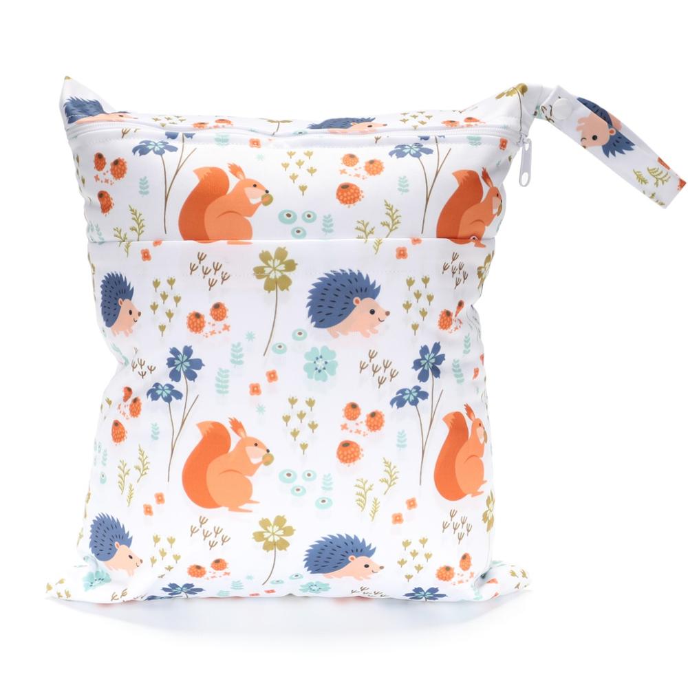 Wet Dry Bag With Two Zippered For Baby Diapers Nappies Waterproof Reusable 36cmx29cm