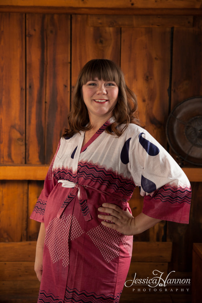 Burgundy Paisley Maternity Hospital Gown