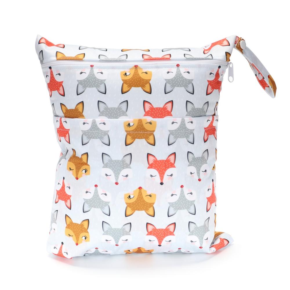 Wet Dry Bag With Two Zippered For Baby Diapers Nappies Waterproof Reusable 36cmx29cm