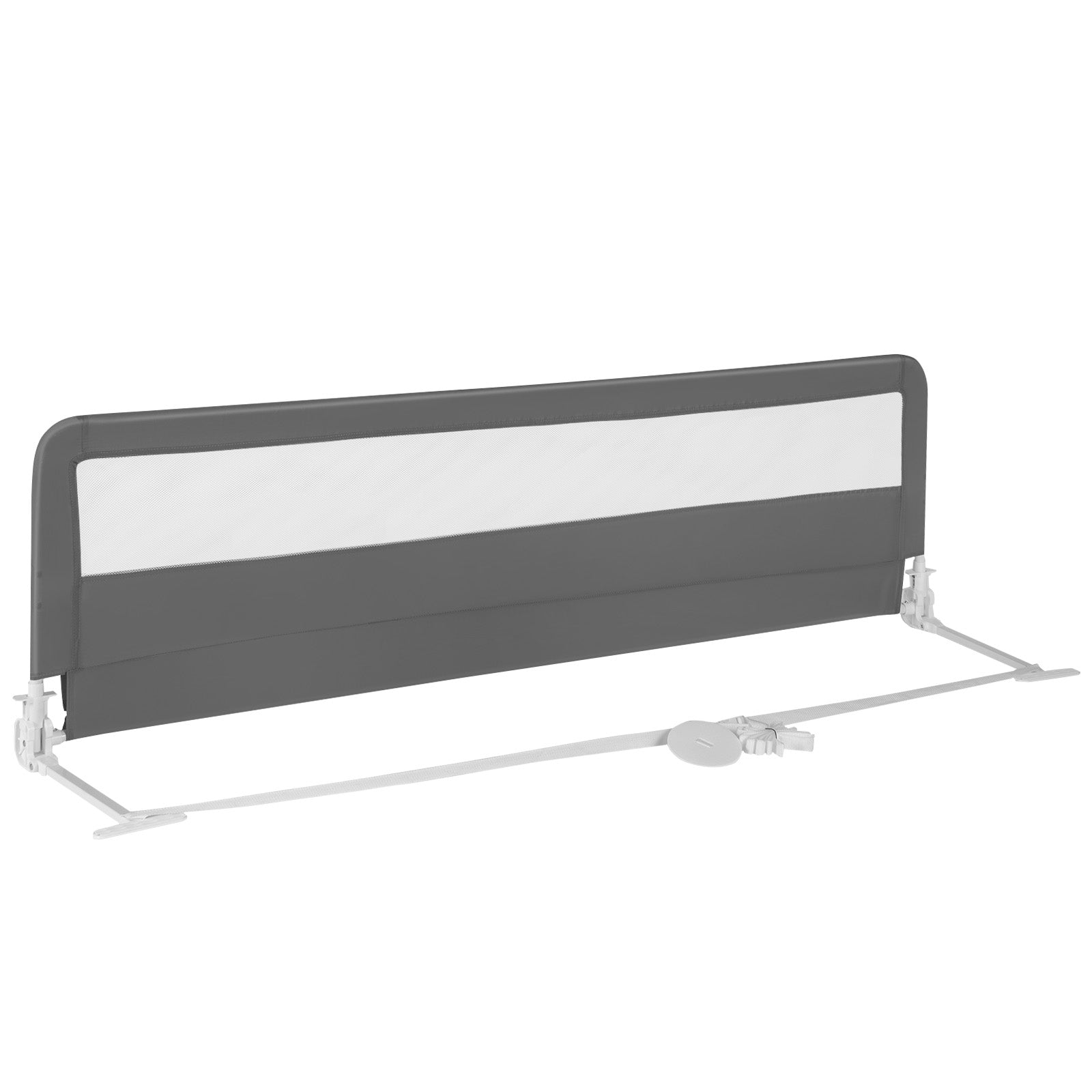 71 Inch Extra Long Swing Down Bed Guardrail with Safety Straps
