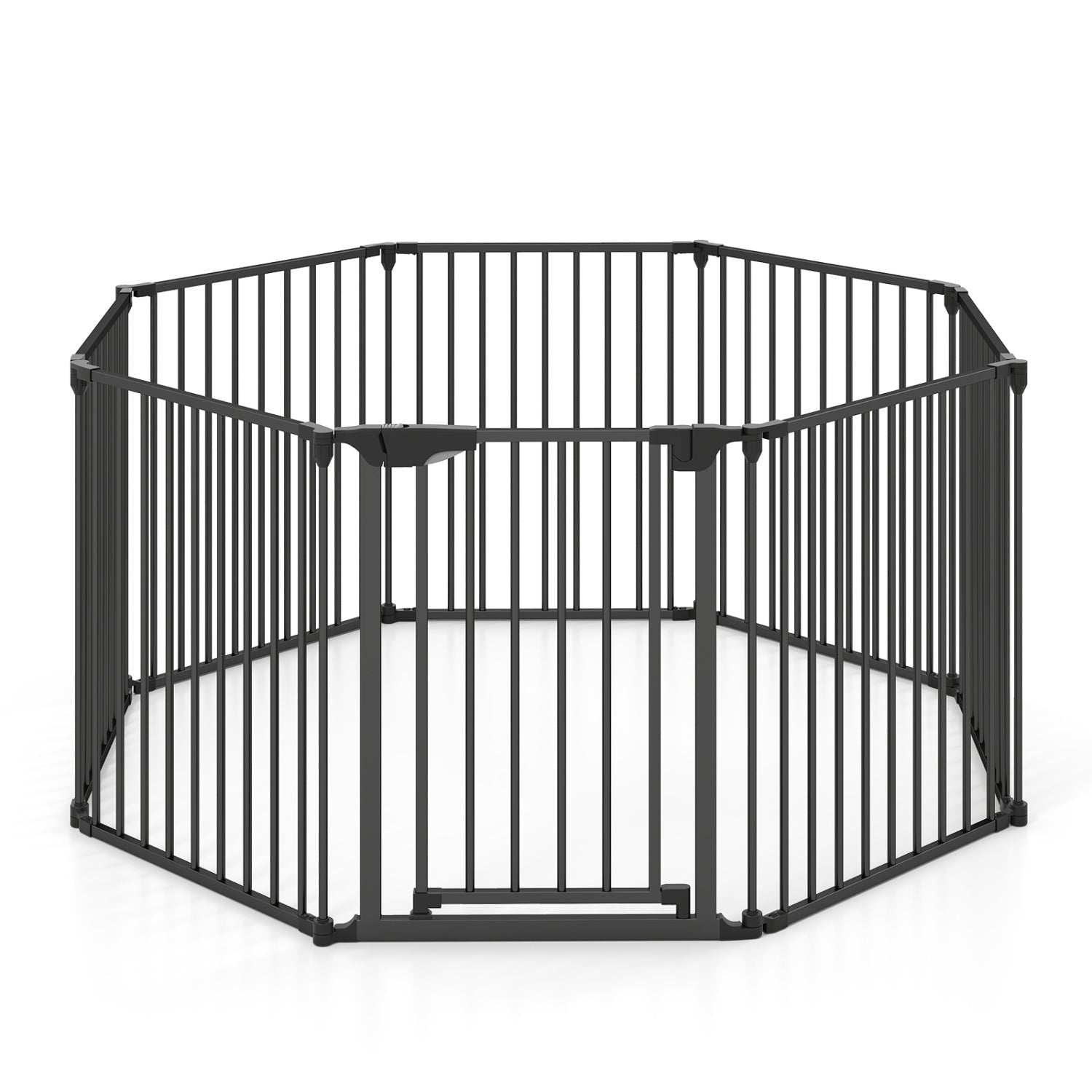 8-Panel Extra Wide Baby Gate Adjustable Fence with Auto-close Door