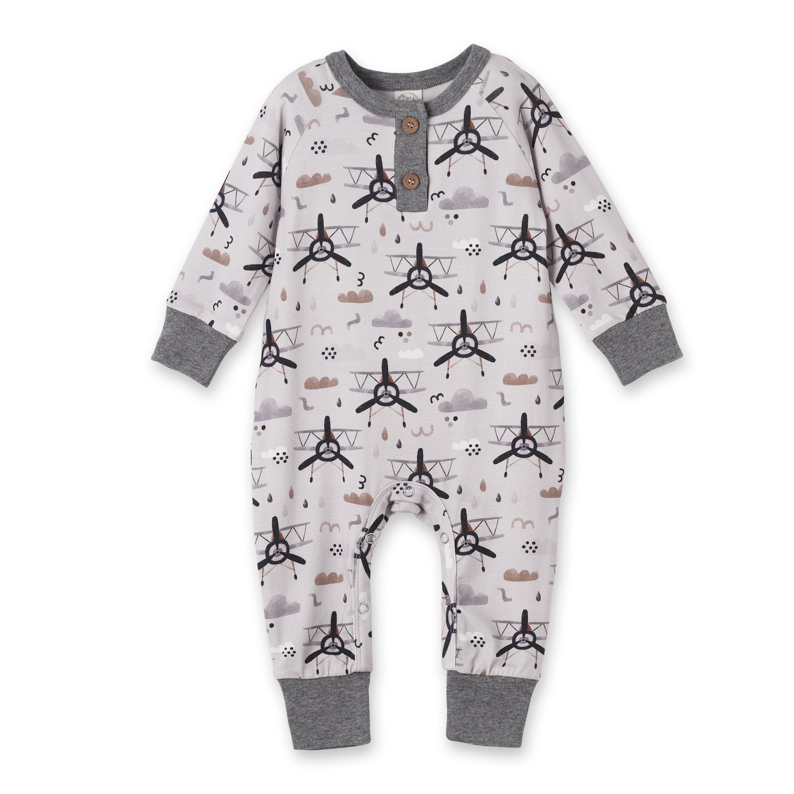 Airplane Henley Romper – Soft Bamboo Baby Outfit