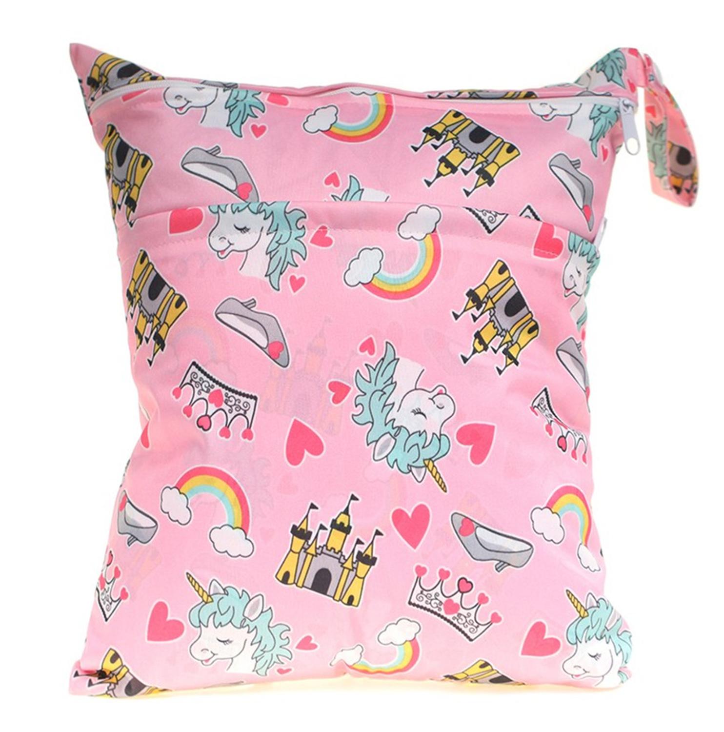 Wet Dry Bag With Two Zippered For Baby Diapers Nappies Waterproof Reusable 36cmx29cm