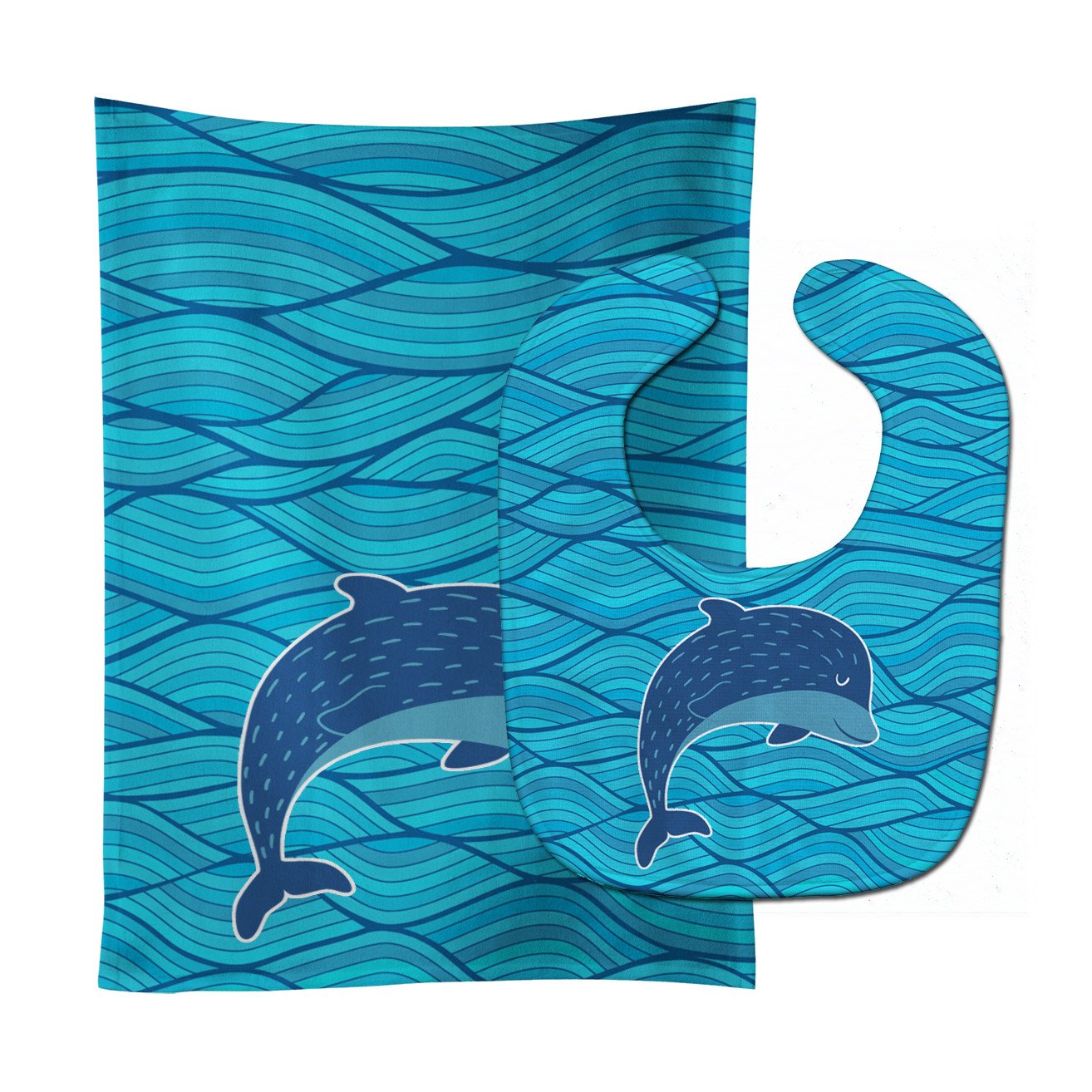Dolphin Baby Bib & Burp Cloth BB6781STBU