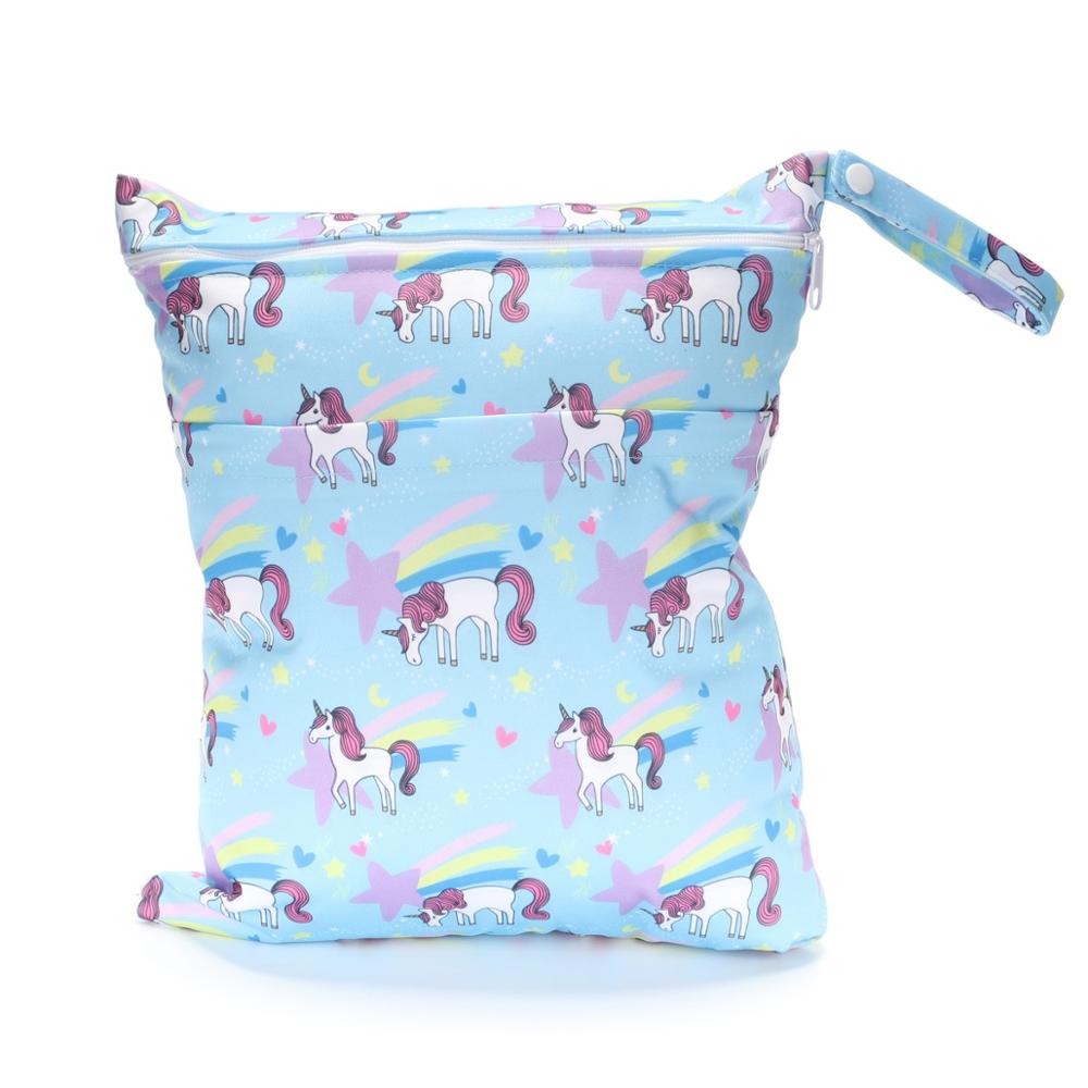 Wet Dry Bag With Two Zippered For Baby Diapers Nappies Waterproof Reusable 36cmx29cm