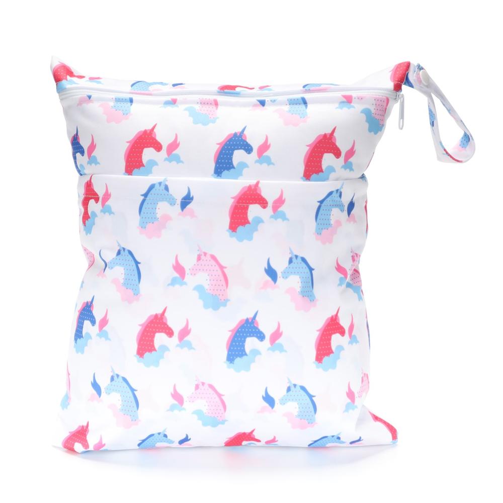 Wet Dry Bag With Two Zippered For Baby Diapers Nappies Waterproof Reusable 36cmx29cm