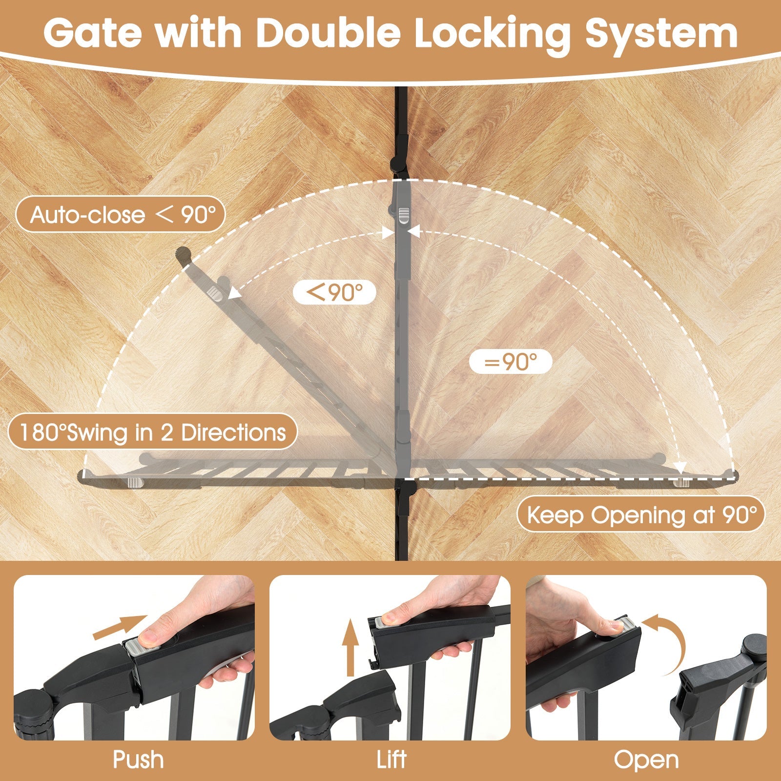 Extra Wide Baby Gate Fits 34.5-154" Openings 6-Panel Adjustable Safety Fence