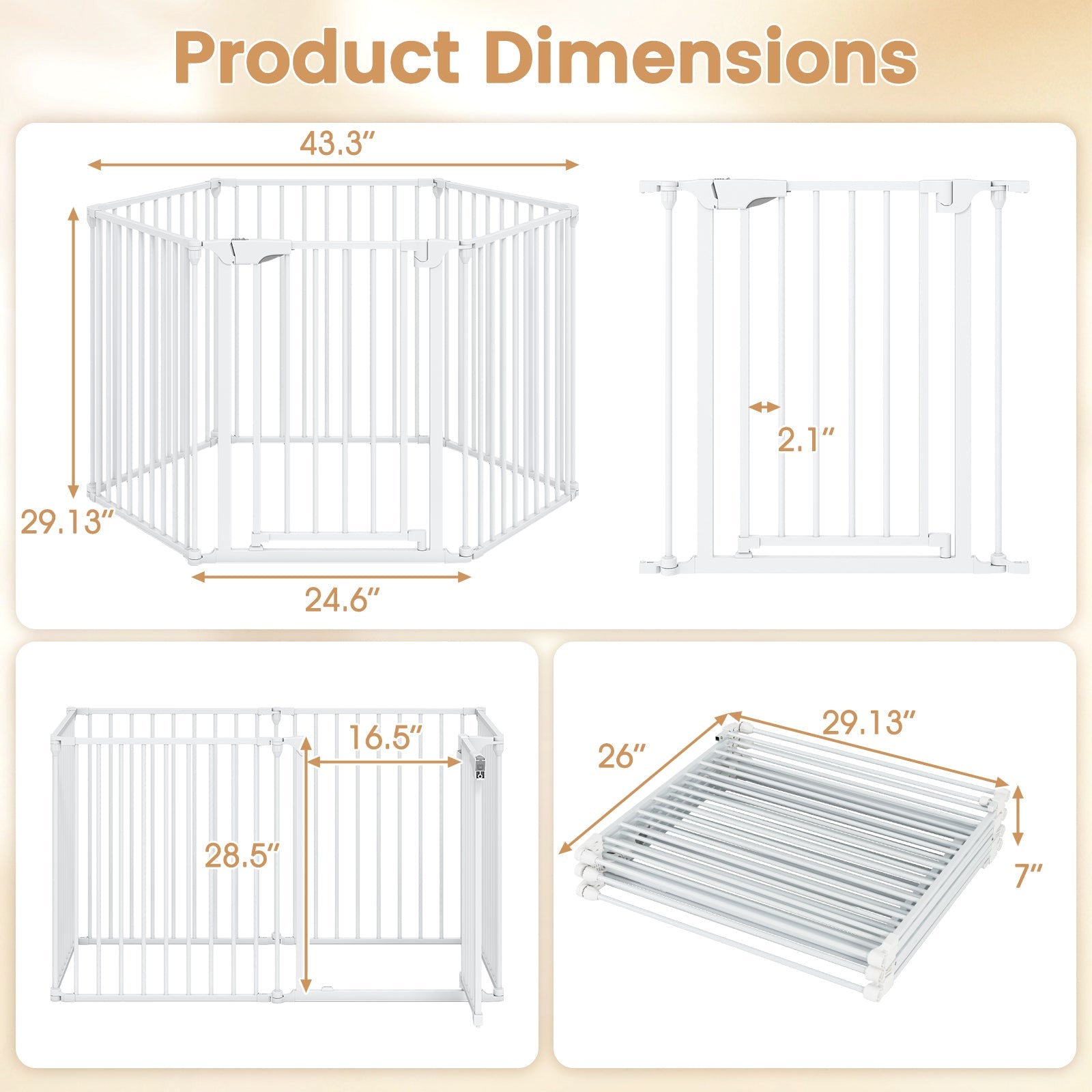 Extra Wide Baby Gate Fits 34.5-154" Openings 6-Panel Adjustable Safety Fence