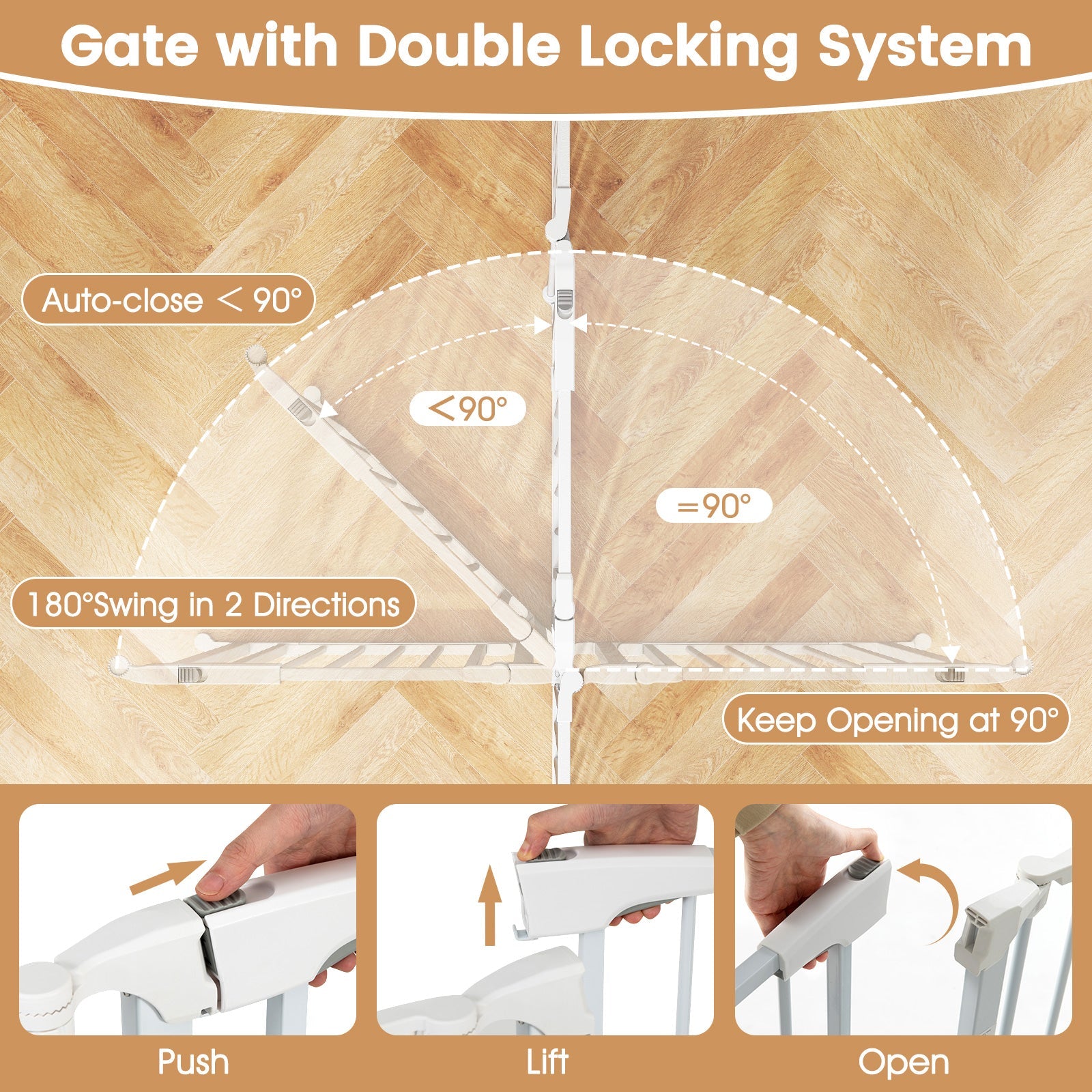 Extra Wide Baby Gate Fits 34.5-154" Openings 6-Panel Adjustable Safety Fence