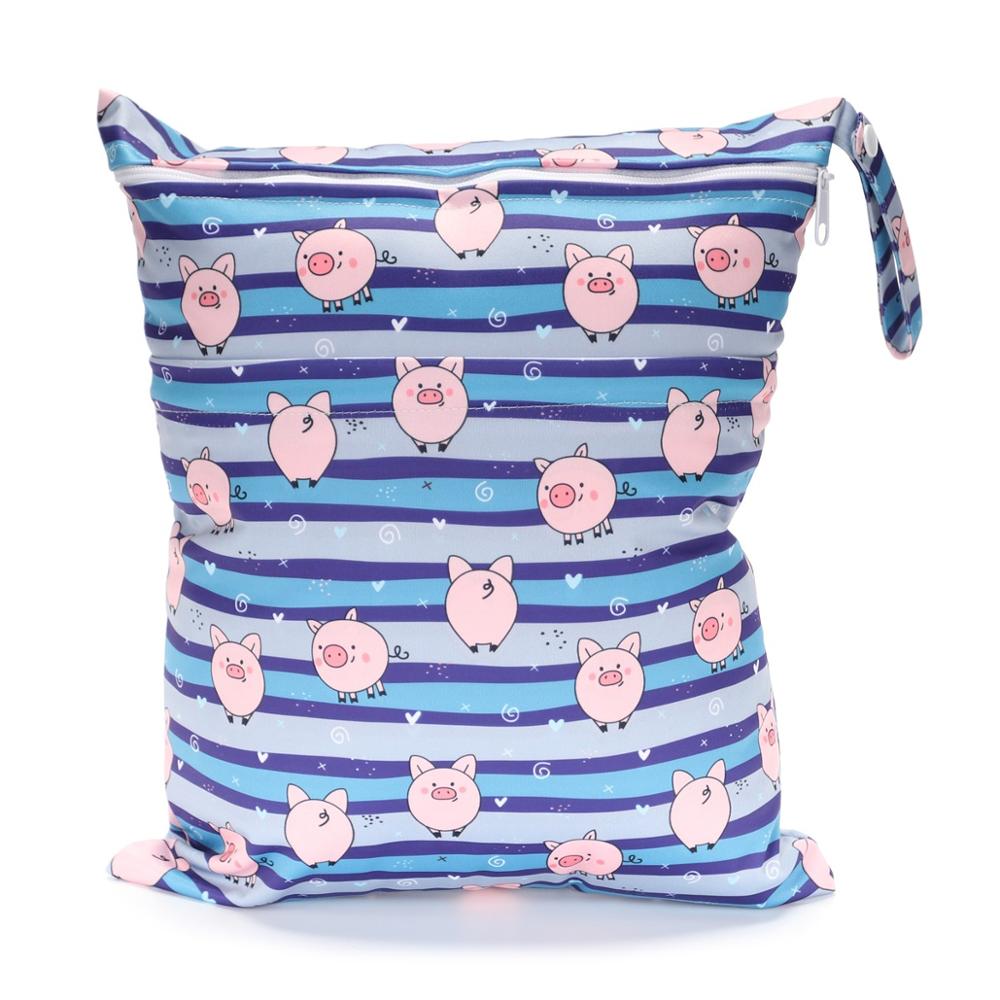 Wet Dry Bag With Two Zippered For Baby Diapers Nappies Waterproof Reusable 36cmx29cm