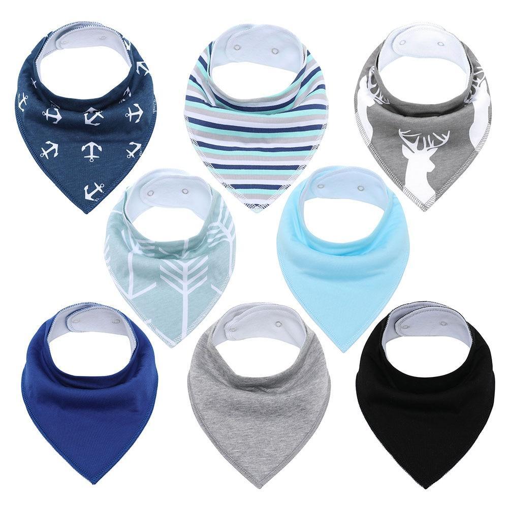 8PCS/SET Pack Baby Bandana Organic Absorbent Soft Cotton Drool Bibs for Teething And Feeding Bib For Baby and Kids Feeding