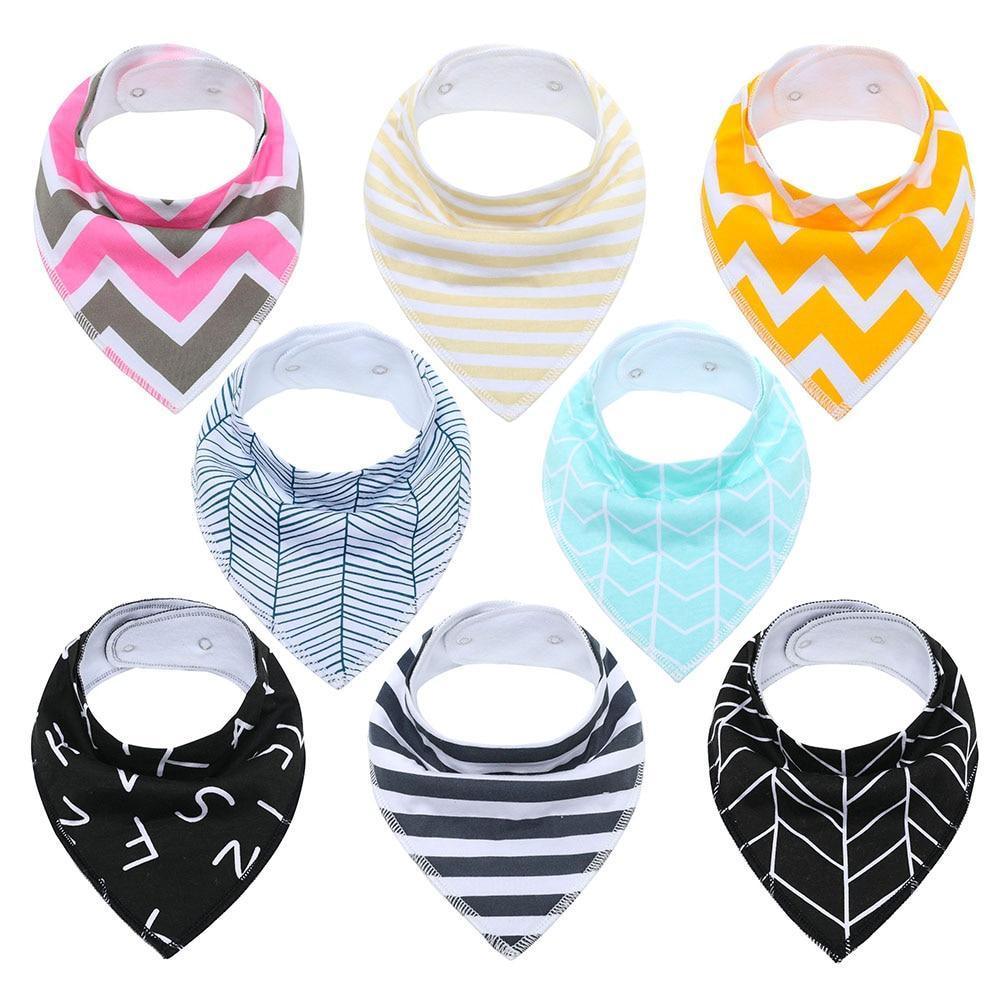 8PCS/SET Pack Baby Bandana Organic Absorbent Soft Cotton Drool Bibs for Teething And Feeding Bib For Baby and Kids Feeding