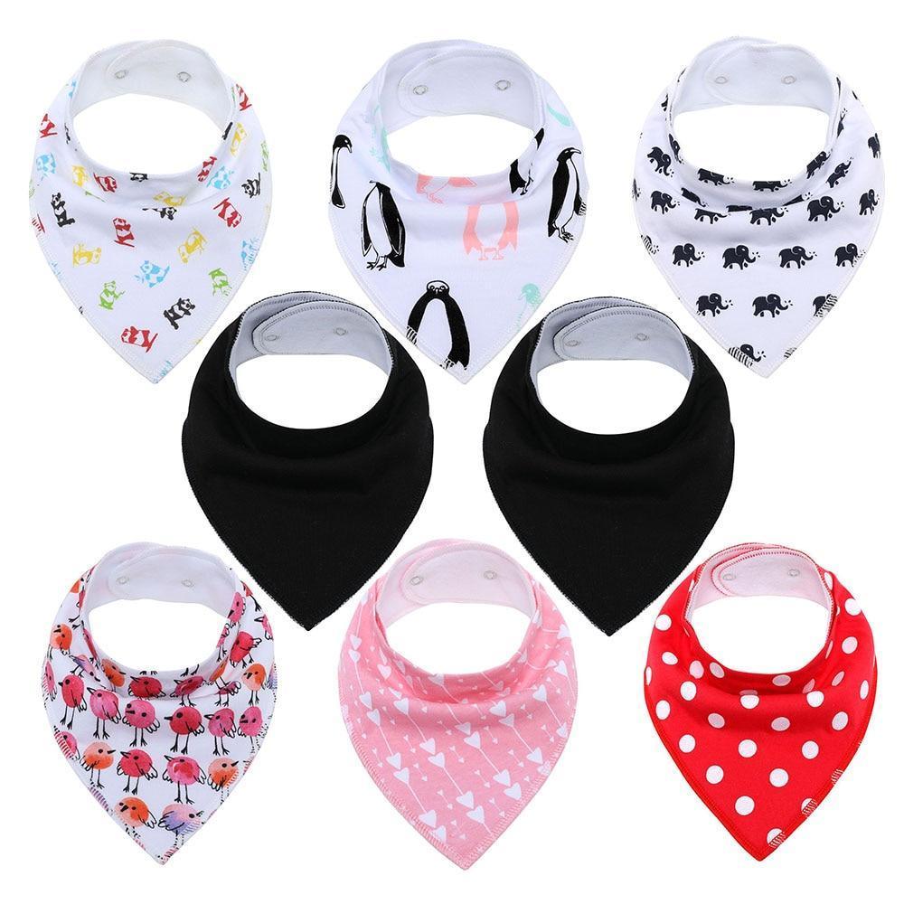 8PCS/SET Pack Baby Bandana Organic Absorbent Soft Cotton Drool Bibs for Teething And Feeding Bib For Baby and Kids Feeding