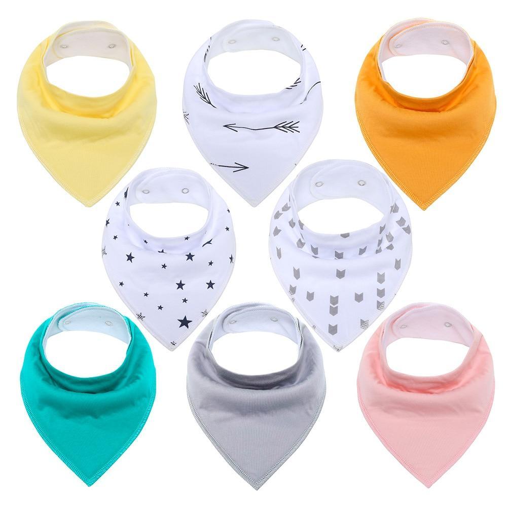 8PCS/SET Pack Baby Bandana Organic Absorbent Soft Cotton Drool Bibs for Teething And Feeding Bib For Baby and Kids Feeding