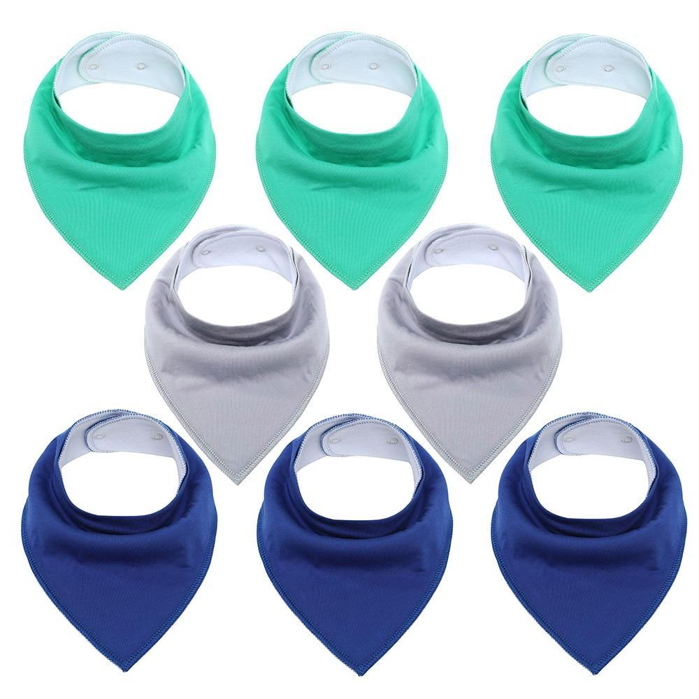 8PCS/SET Pack Baby Bandana Organic Absorbent Soft Cotton Drool Bibs for Teething And Feeding Bib For Baby and Kids Feeding