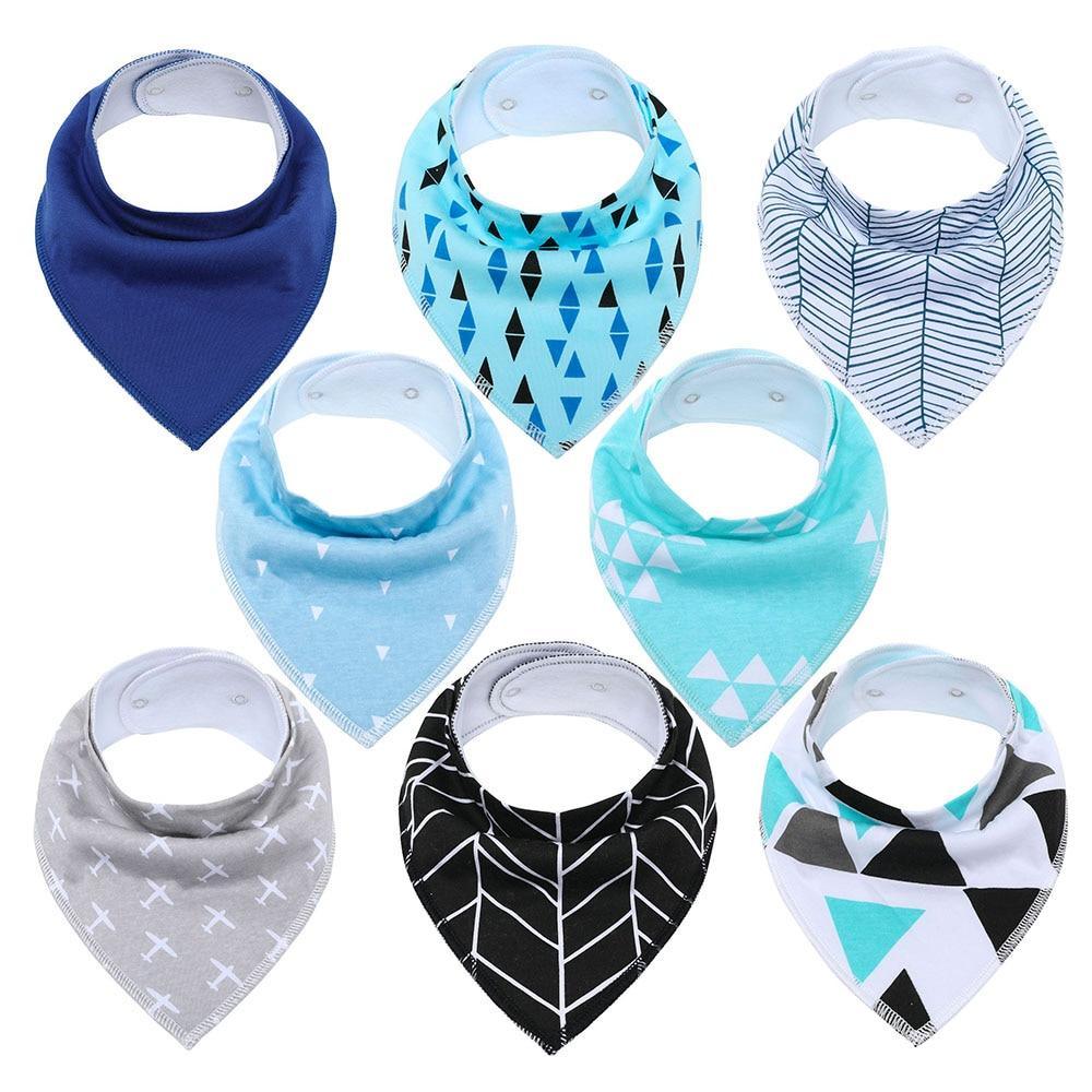 8PCS/SET Pack Baby Bandana Organic Absorbent Soft Cotton Drool Bibs for Teething And Feeding Bib For Baby and Kids Feeding