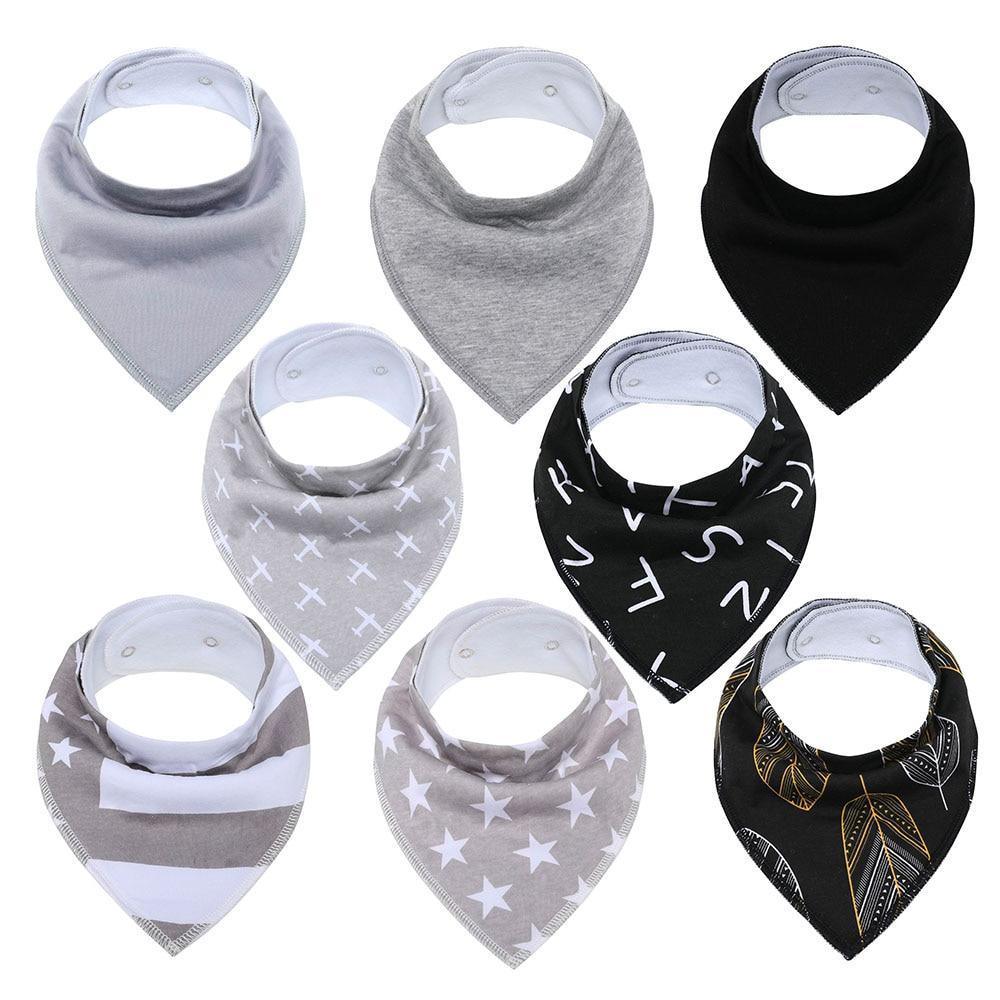 8PCS/SET Pack Baby Bandana Organic Absorbent Soft Cotton Drool Bibs for Teething And Feeding Bib For Baby and Kids Feeding