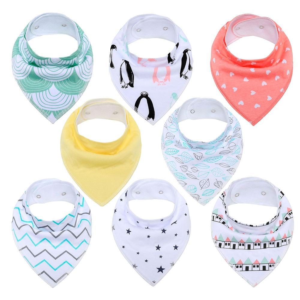 8PCS/SET Pack Baby Bandana Organic Absorbent Soft Cotton Drool Bibs for Teething And Feeding Bib For Baby and Kids Feeding