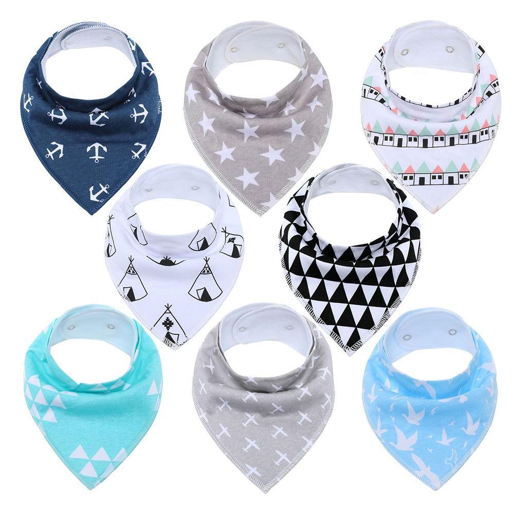 8PCS/SET Pack Baby Bandana Organic Absorbent Soft Cotton Drool Bibs for Teething And Feeding Bib For Baby and Kids Feeding