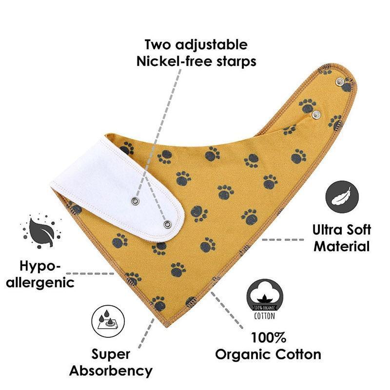 8PCS/SET Pack Baby Bandana Organic Absorbent Soft Cotton Drool Bibs for Teething And Feeding Bib For Baby and Kids Feeding