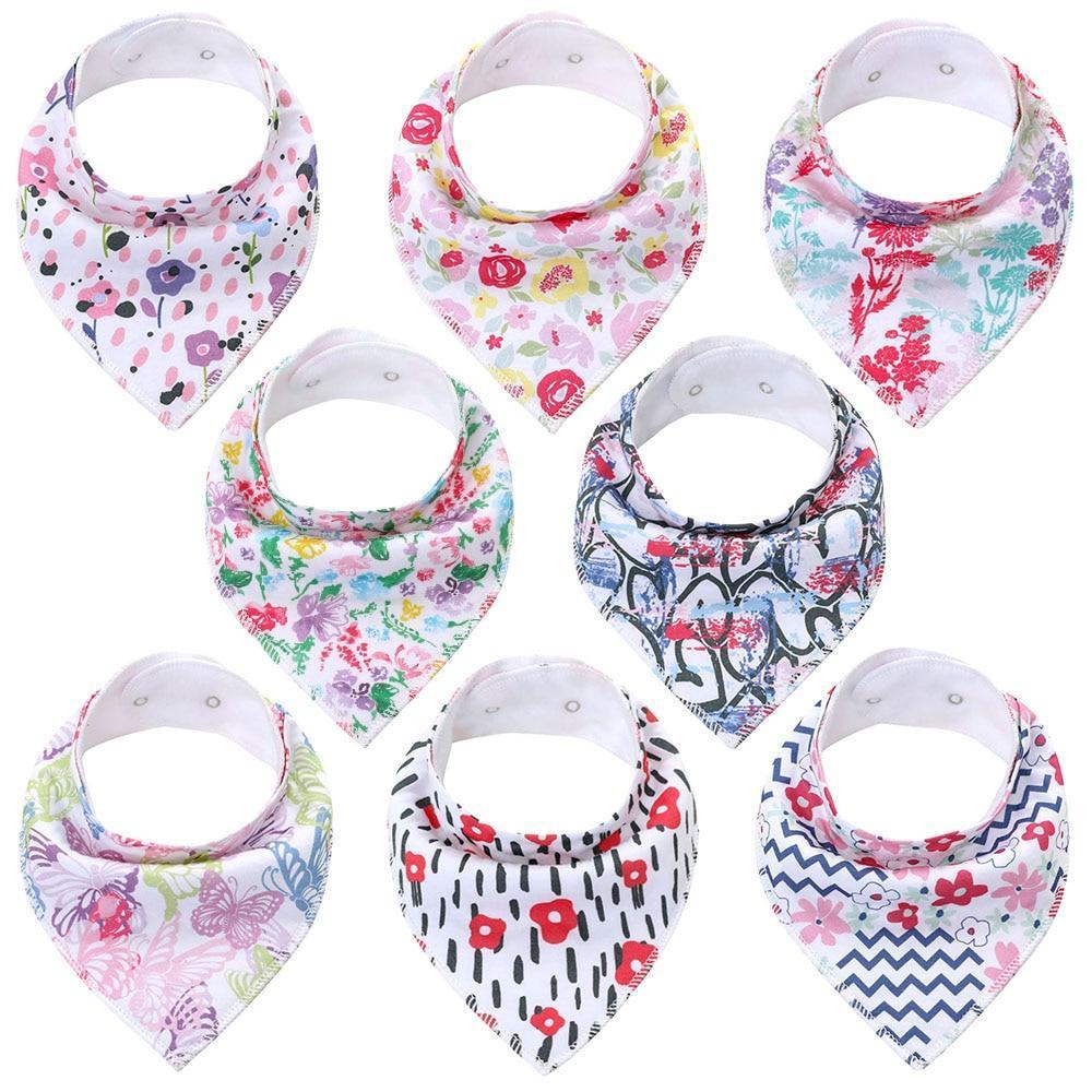 8PCS/SET Pack Baby Bandana Organic Absorbent Soft Cotton Drool Bibs for Teething And Feeding Bib For Baby and Kids Feeding