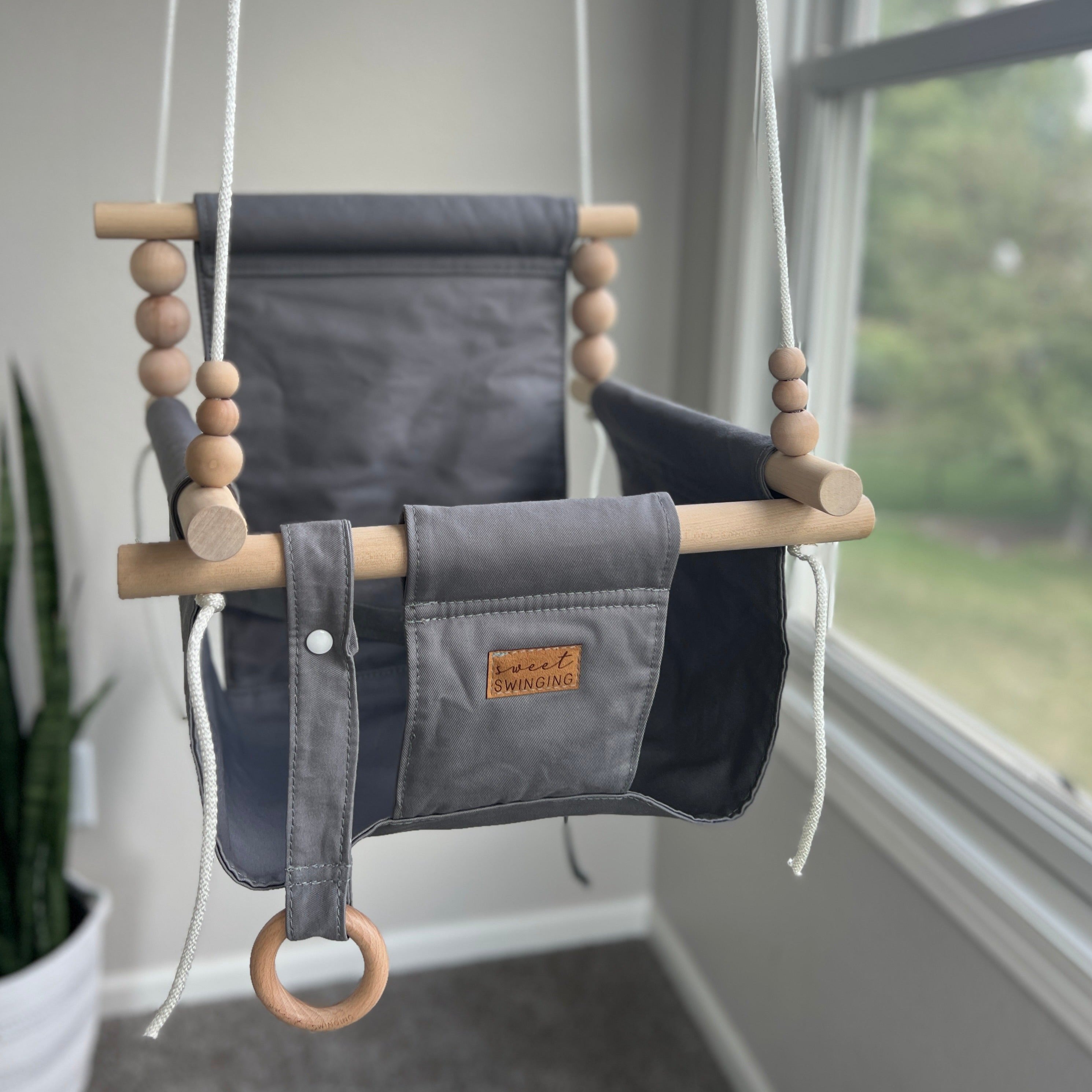 Indoor High Back Baby & Toddler Swing-Gray