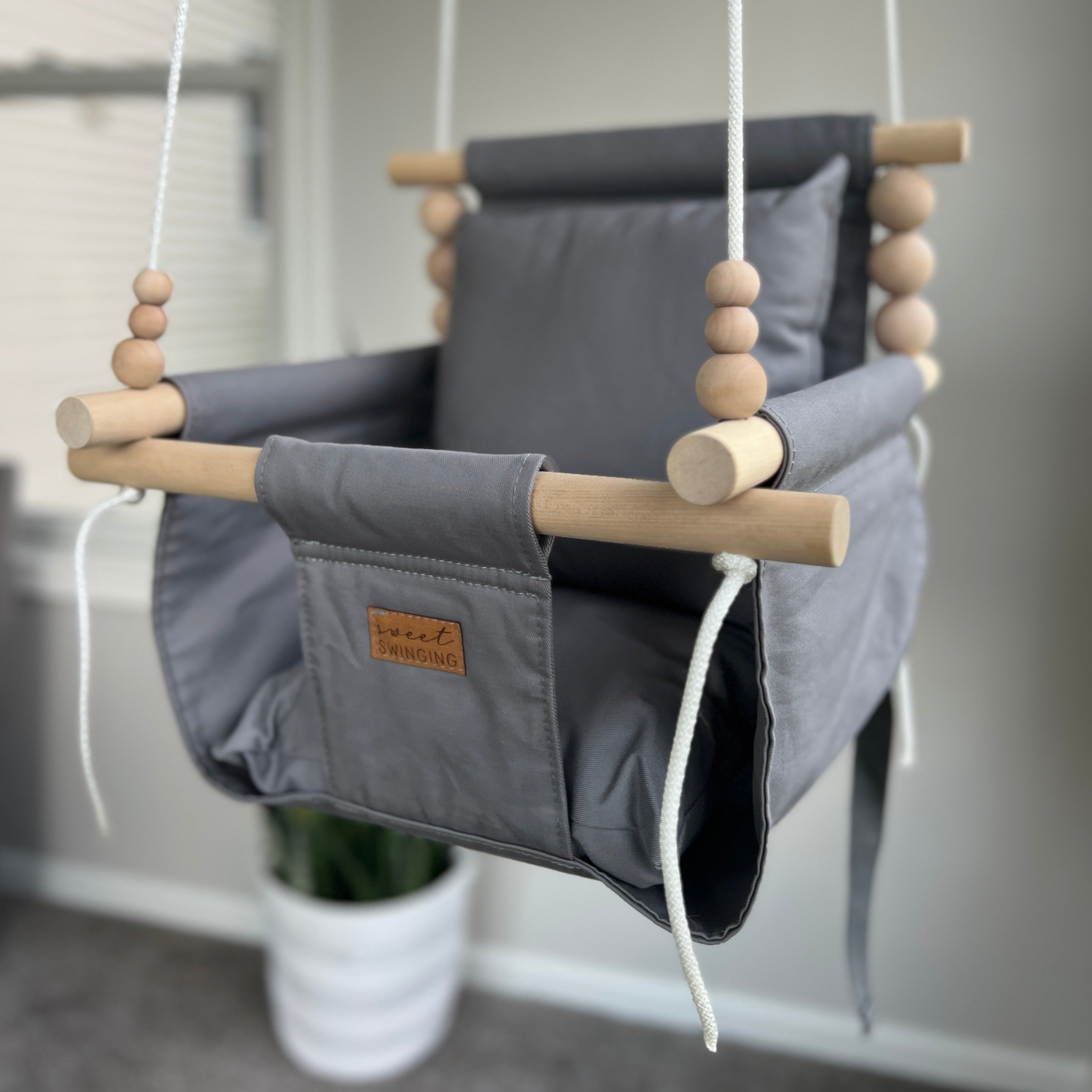 Indoor High Back Baby & Toddler Swing-Gray