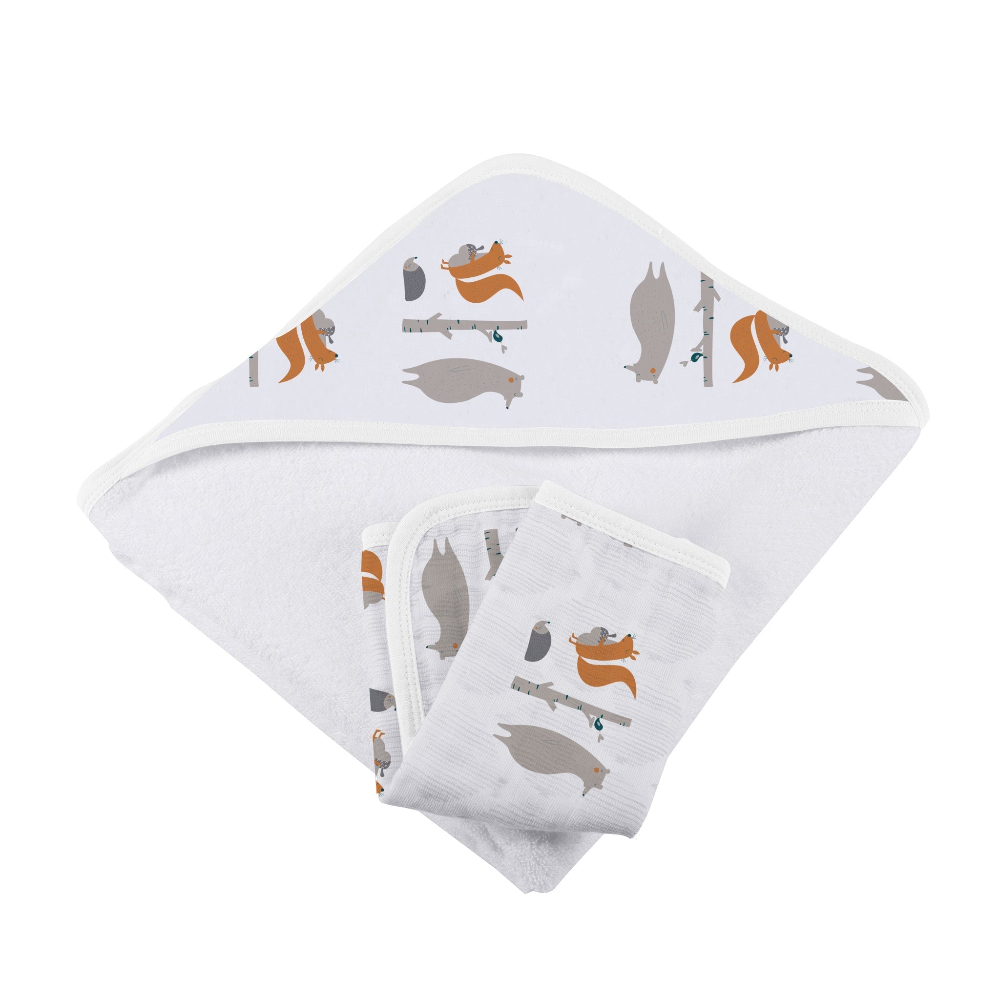 Forest Friends Cotton Hooded Towel and Washcloth Set