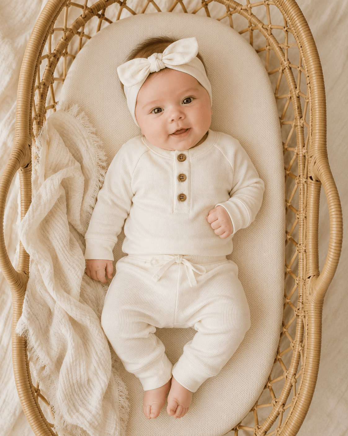 Bamboo Long Sleeve Shirt - Cream Ribbed