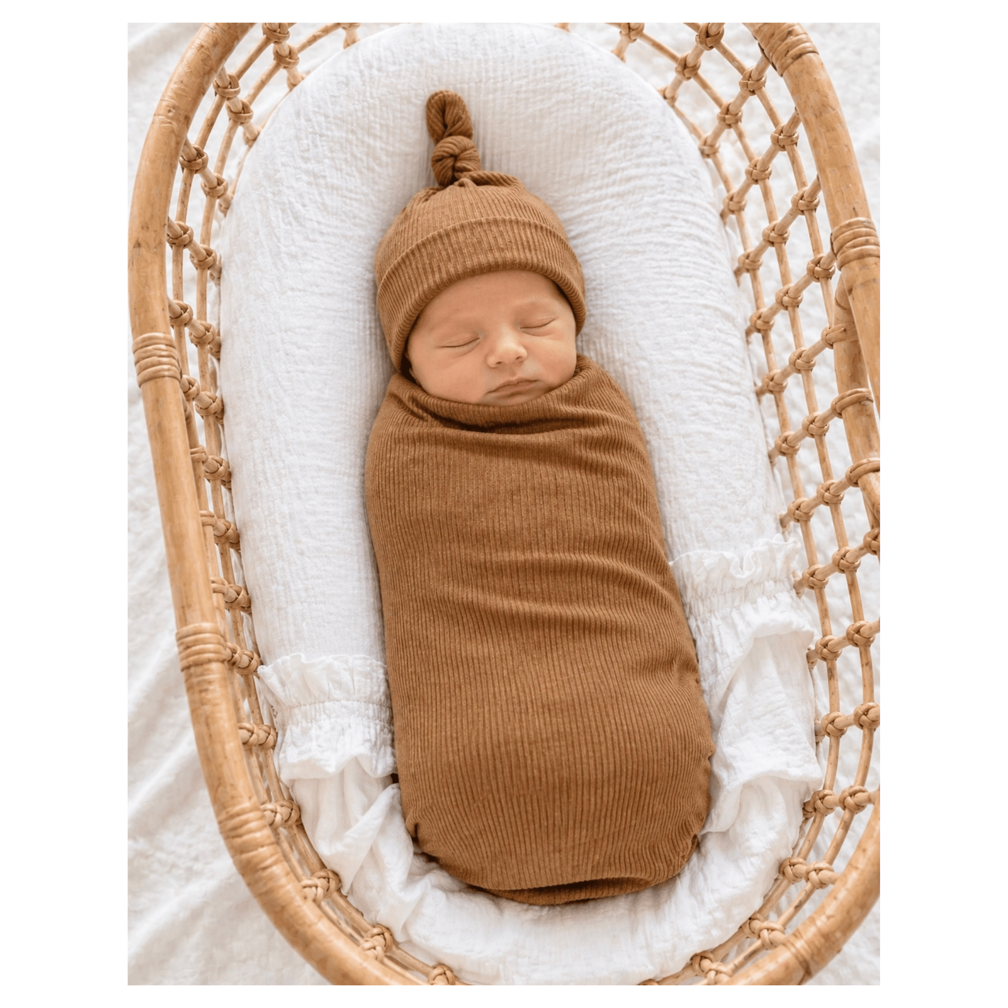 Caramel Ribbed Bamboo Stretch Swaddle Blanket