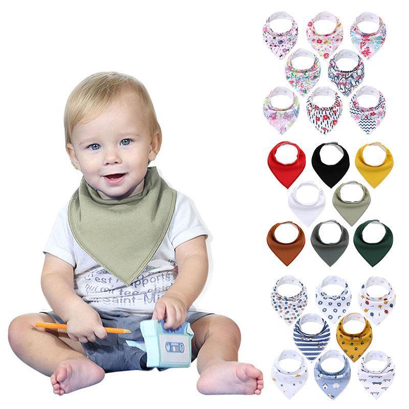 8PCS/SET Pack Baby Bandana Organic Absorbent Soft Cotton Drool Bibs for Teething And Feeding Bib For Baby and Kids Feeding