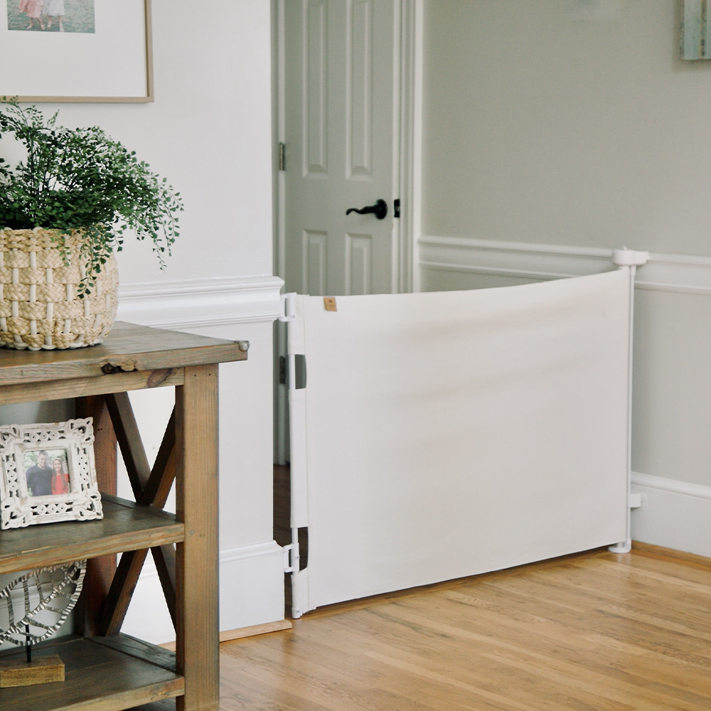 Crypton® Fabric Baby Safety Gate – Stylish, Stain-Resistant, PFAS-Free | fit openings from 27.6" to 55" wide and stand 33"