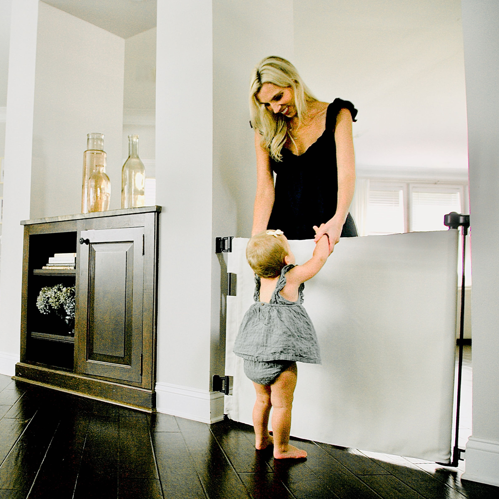 Crypton® Fabric Baby Safety Gate – Stylish, Stain-Resistant, PFAS-Free | fit openings from 27.6" to 55" wide and stand 33"