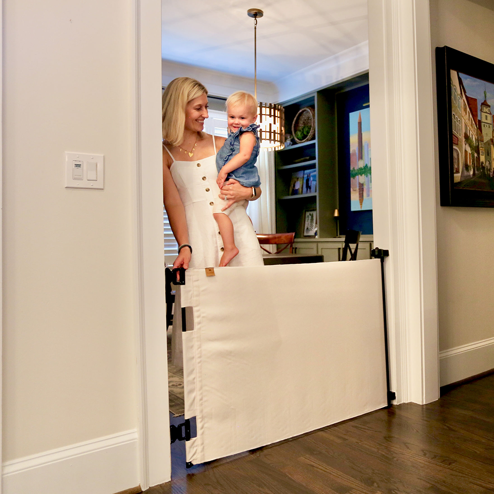Crypton® Fabric Baby Safety Gate – Stylish, Stain-Resistant, PFAS-Free | fit openings from 27.6" to 55" wide and stand 33"