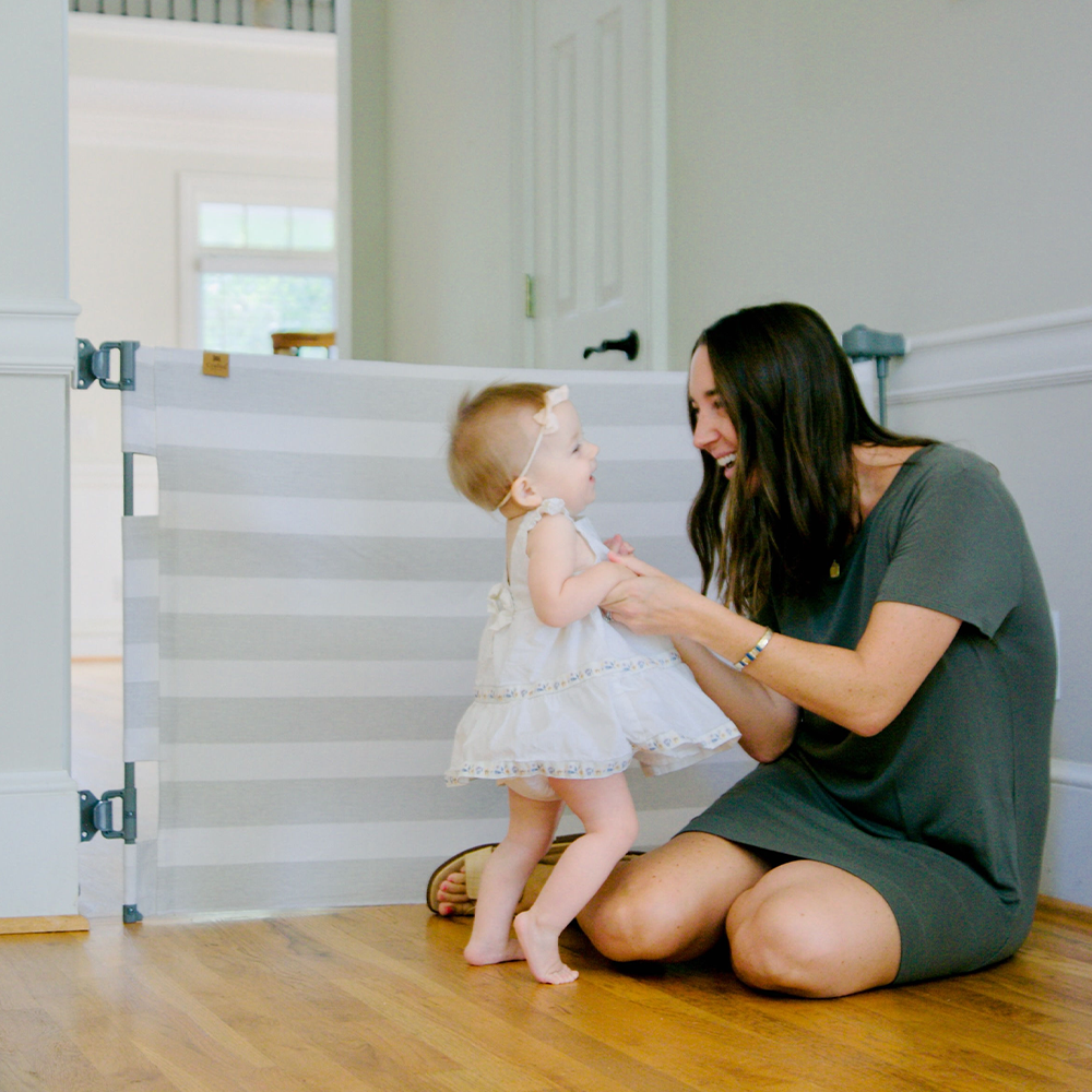 Crypton® Fabric Baby Safety Gate – Stylish, Stain-Resistant, PFAS-Free | fit openings from 27.6" to 55" wide and stand 33"