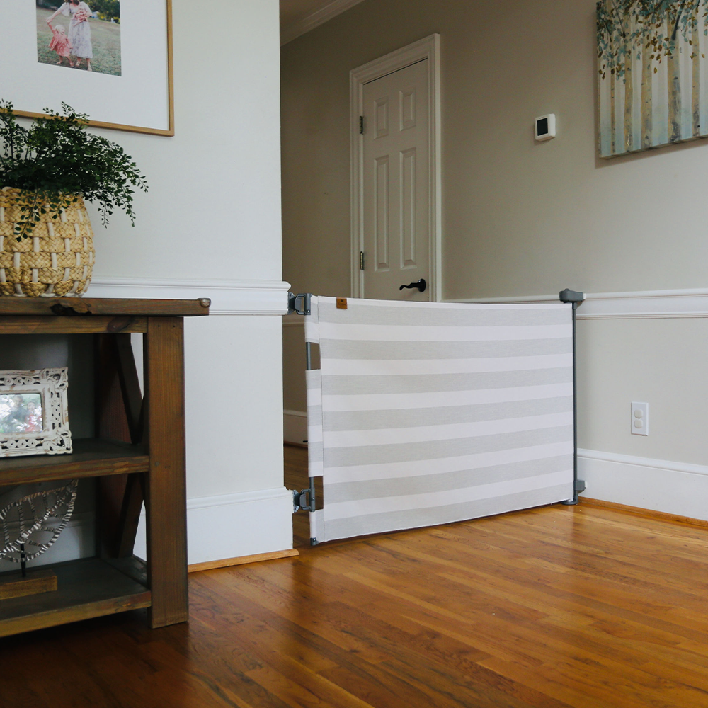 Crypton® Fabric Baby Safety Gate – Stylish, Stain-Resistant, PFAS-Free | fit openings from 27.6" to 55" wide and stand 33"